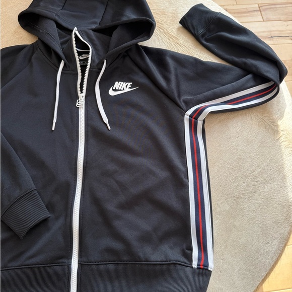 Nike Tops - Nike Black Zip-Up with Stripe Detail